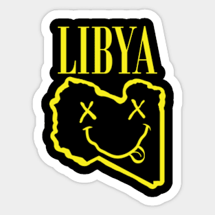 Vibrant Libya Africa x Eyes Happy Face: Unleash Your 90s Grunge Spirit! Smiling Squiggly Mouth Dazed Smiley Face Sticker